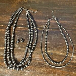 Faux Navajo Pearl Necklaces and One Set Earrings